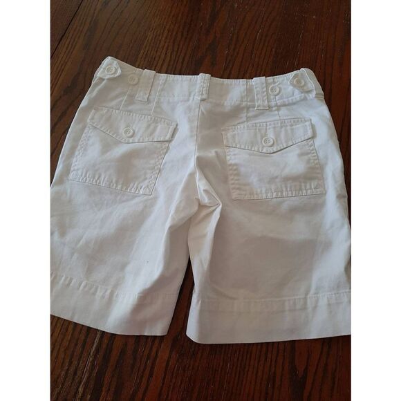 Size 0 London Jean Off White Chino Stretch Shorts Adjustable Waist Pockets - Picture 2 of 3